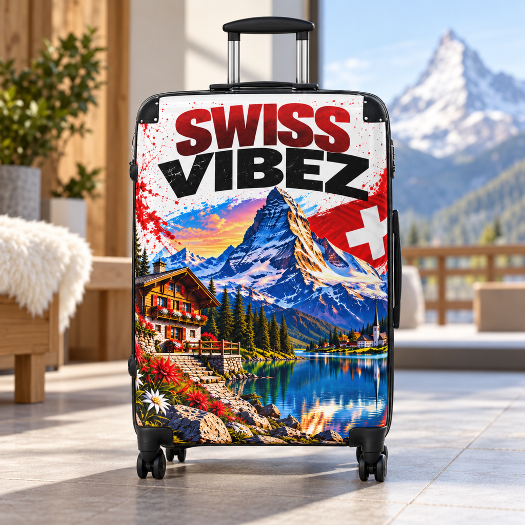 Swiss Vibez Suitcase | Mountain Chalet Scenic Luggage
