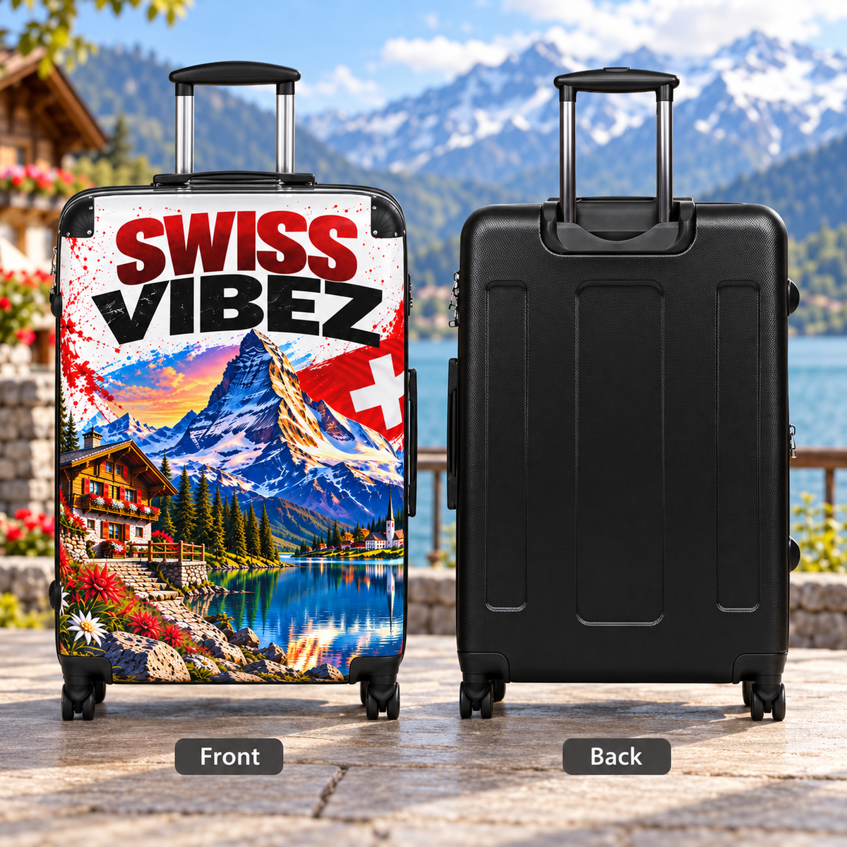Swiss Vibez Suitcase | Mountain Chalet Scenic Luggage