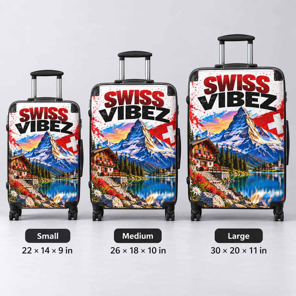 Swiss Vibez Suitcase | Mountain Chalet Scenic Luggage