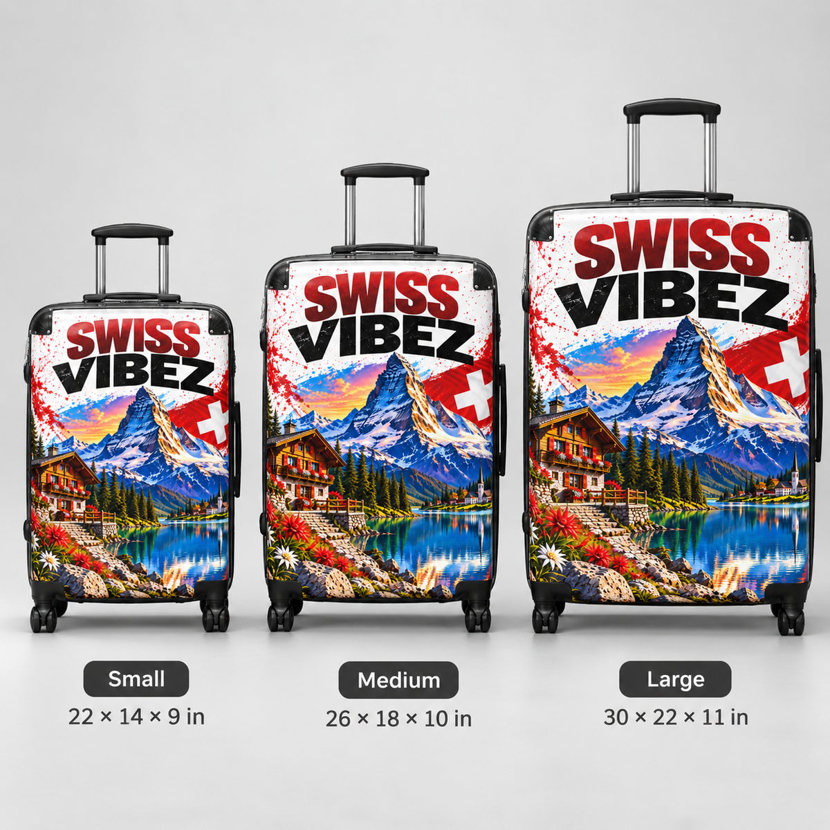 Swiss Vibez Suitcase | Mountain Chalet Scenic Luggage