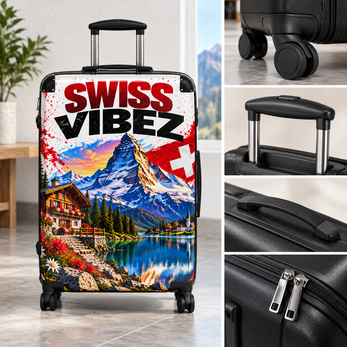 Swiss Vibez Suitcase | Mountain Chalet Scenic Luggage