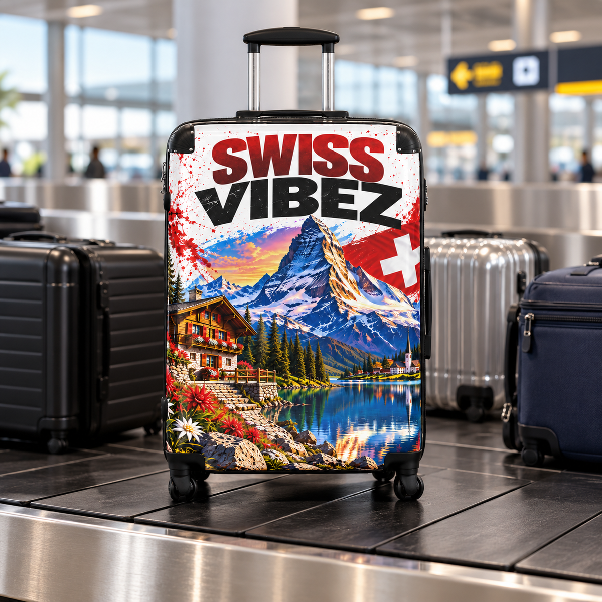 Swiss Vibez Suitcase | Mountain Chalet Scenic Luggage