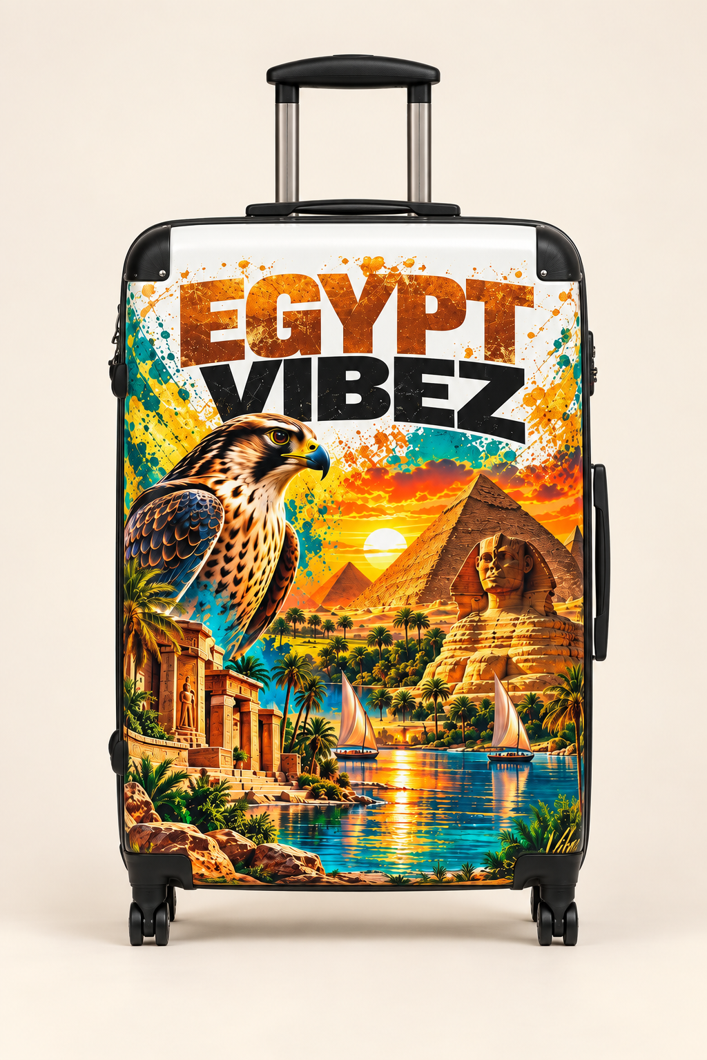 Egypt Vibez Suitcase | Egyptian Pyramids Sphinx Travel Luggage