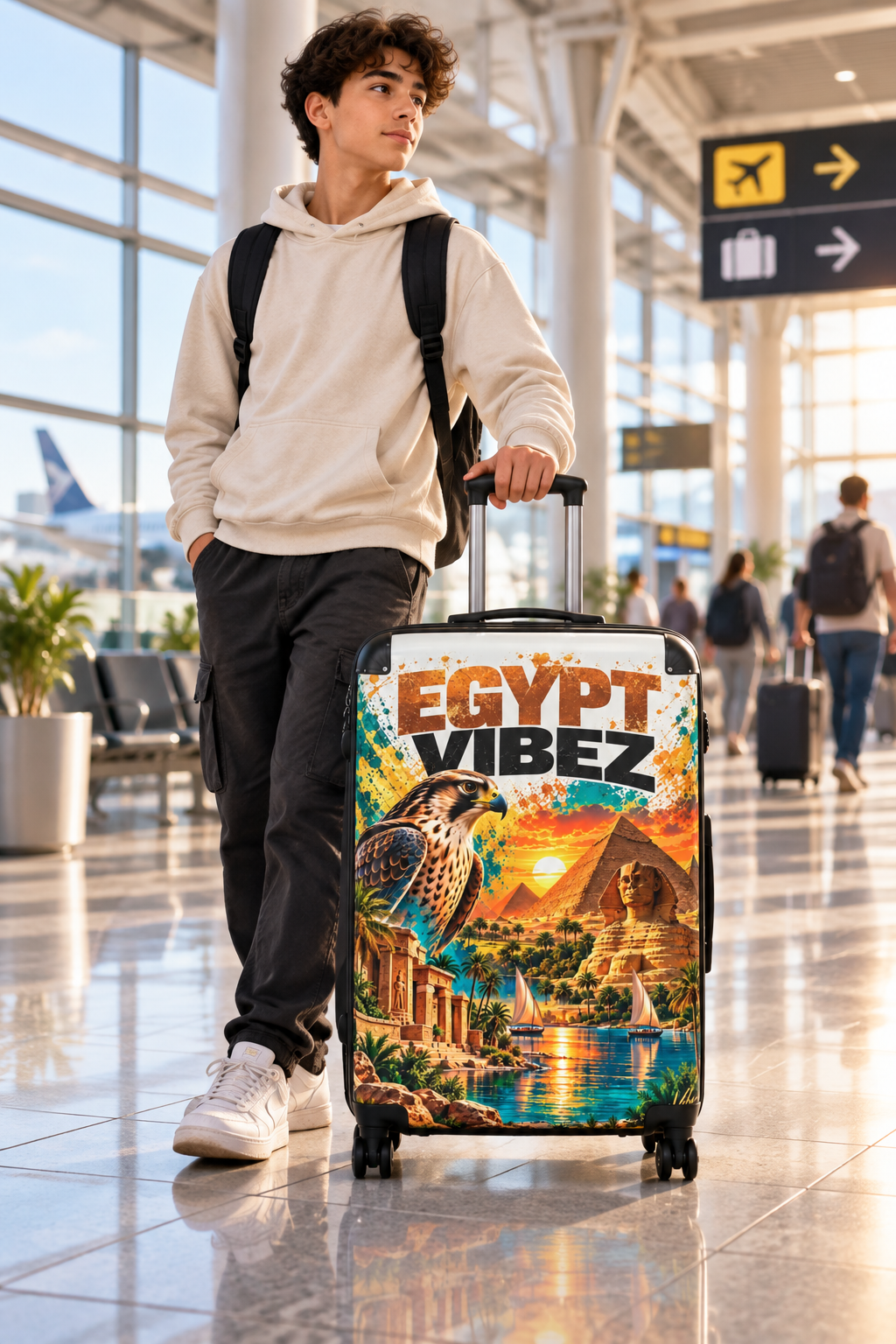Egypt Vibez Suitcase | Egyptian Pyramids Sphinx Travel Luggage