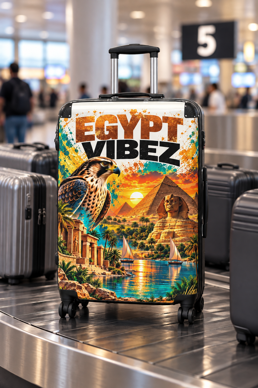 Egypt Vibez Suitcase | Egyptian Pyramids Sphinx Travel Luggage