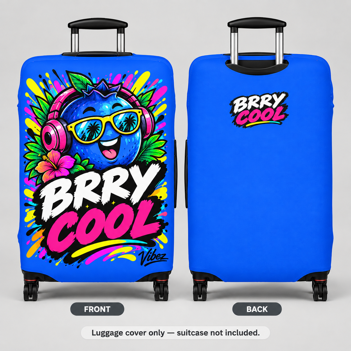 Berry Cool Blue Cartoon Berry Luggage Cover | Bright Travel Protector