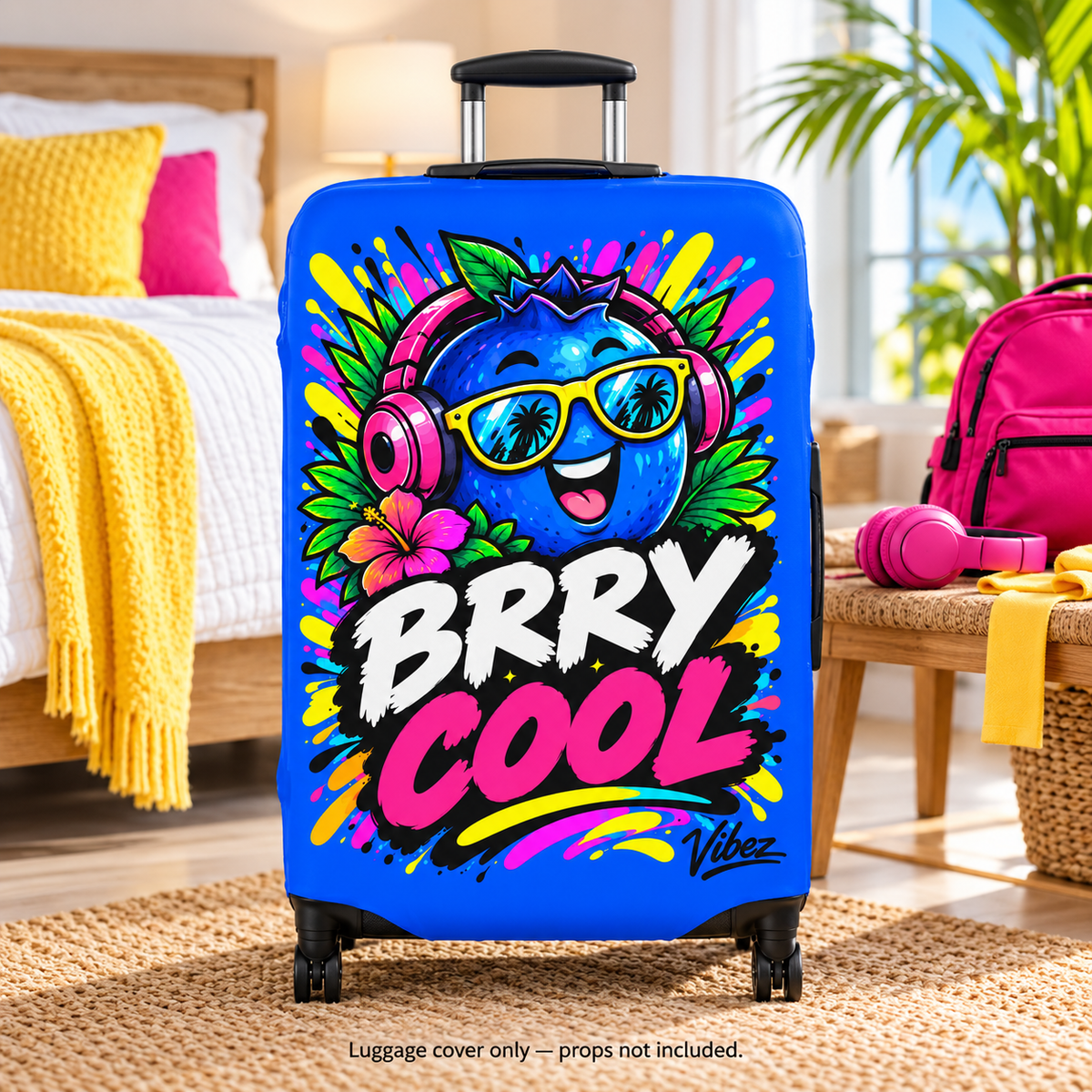 Berry Cool Blue Cartoon Berry Luggage Cover | Bright Travel Protector