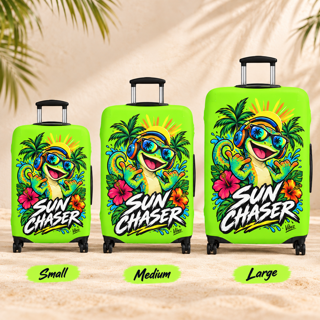 Sun Chaser Gecko Luggage Cover | Bright Tropical Travel