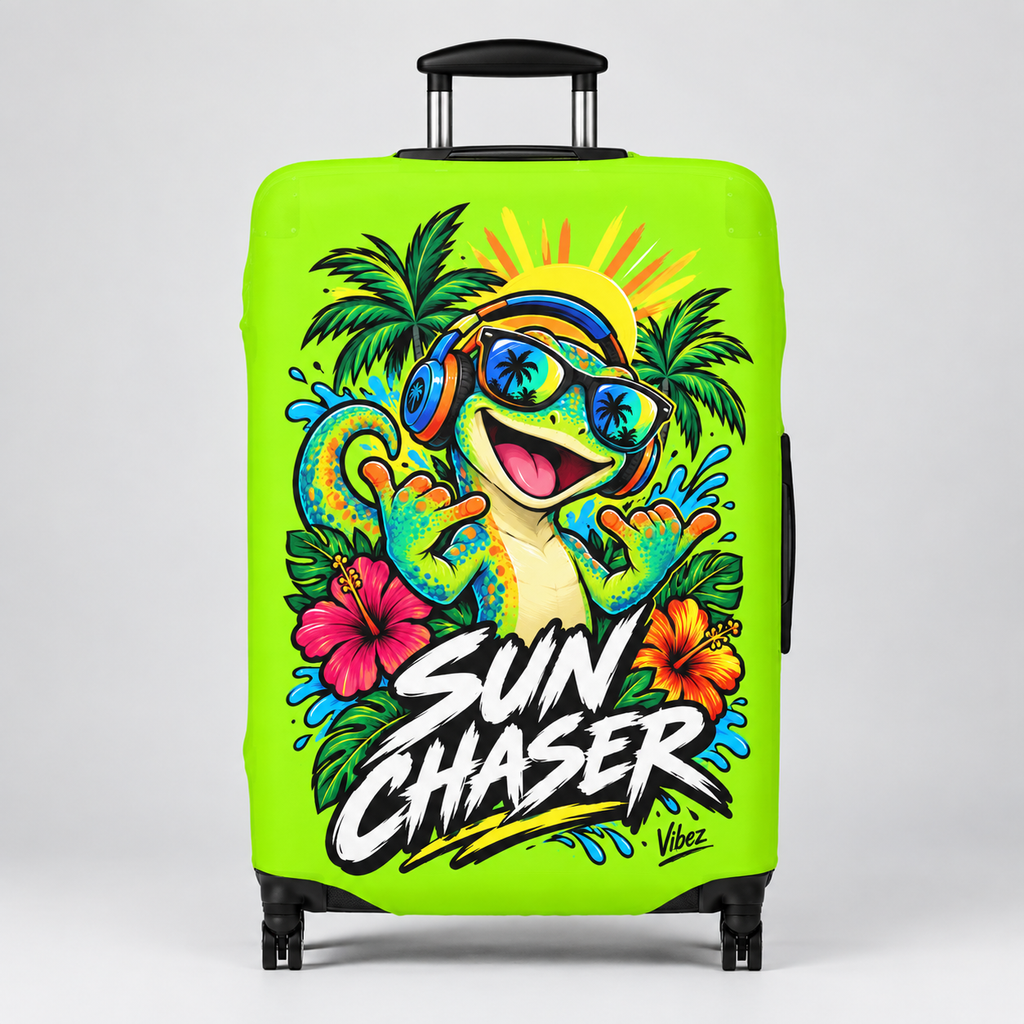 Sun Chaser Gecko Luggage Cover | Bright Tropical Travel