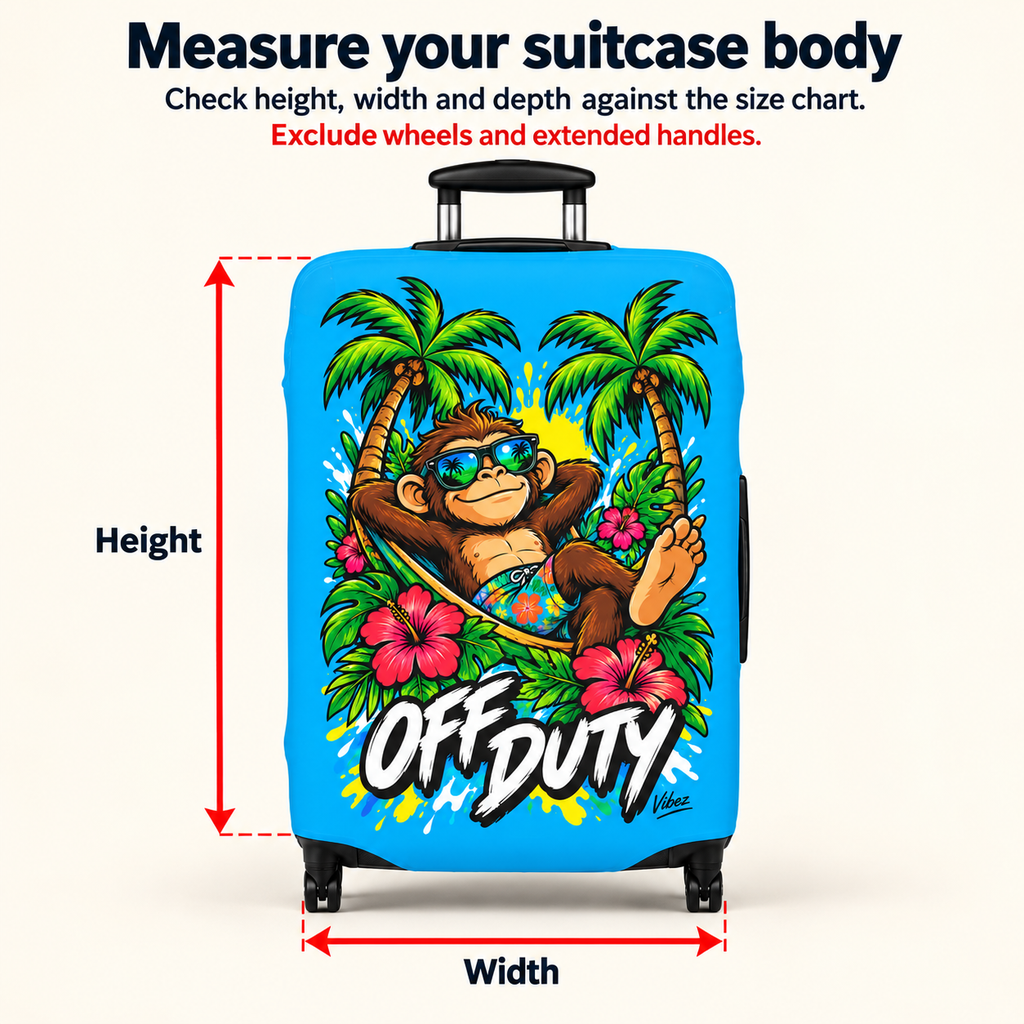 Relaxed Monkey Off Duty Luggage Cover | Tropical Palm Beach Print