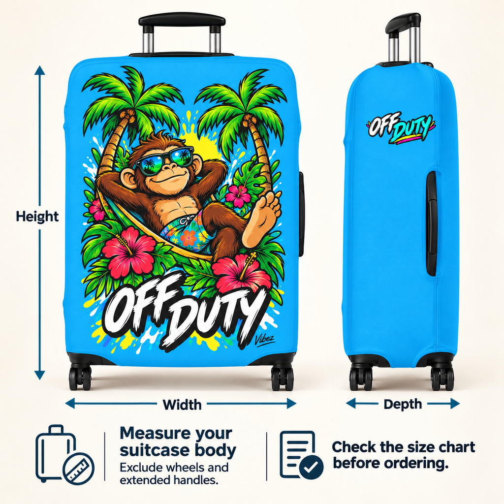 Relaxed Monkey Off Duty Luggage Cover | Tropical Palm Beach Print