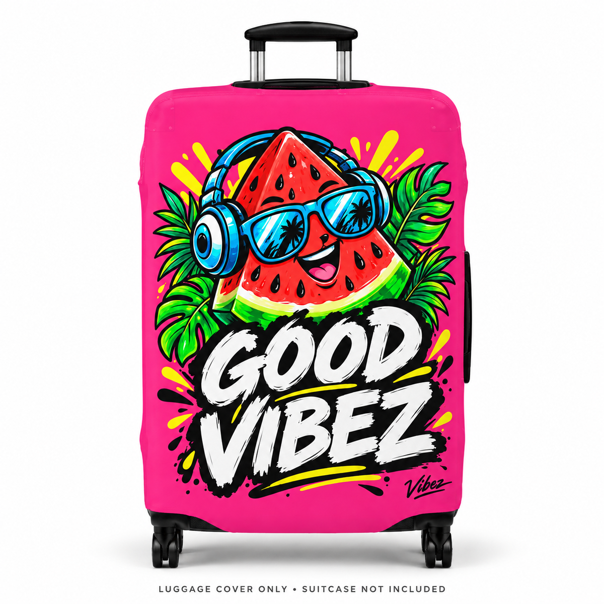 Watermelon 'Good Vibez' Design Luggage Cover | Pink Travel Accessory