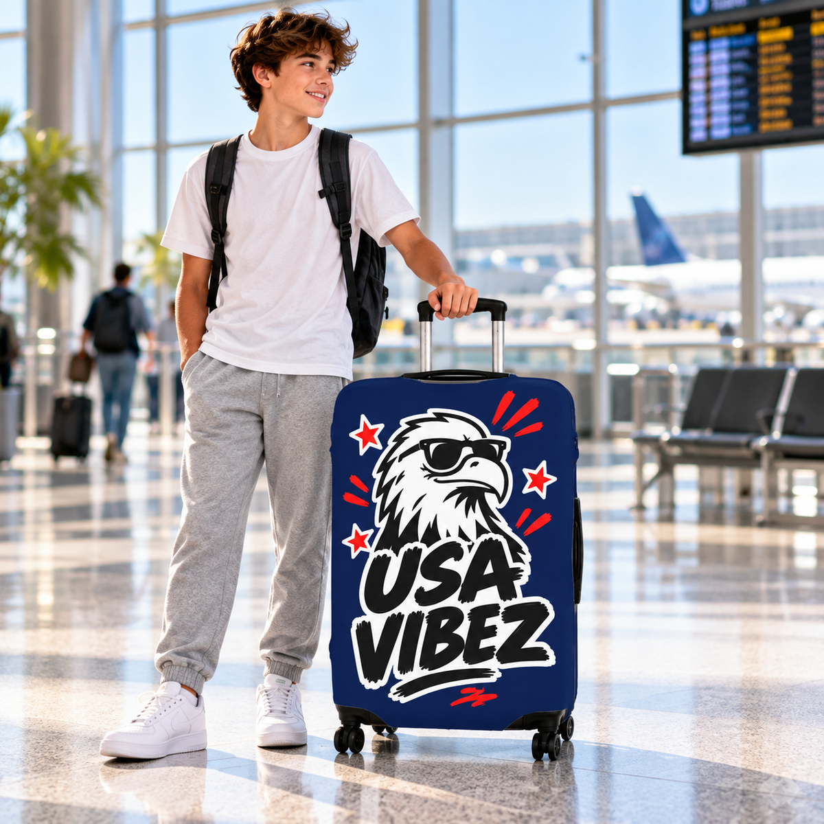 USA Vibez Luggage Cover | Eagle Patriotic Suitcase Protector