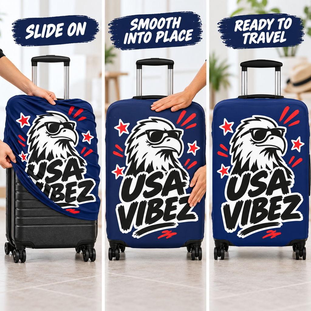 USA Vibez Luggage Cover | Eagle Patriotic Suitcase Protector