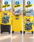 Ozzie Vibez Kangaroo Graphic Luggage Cover | Yellow Travel Accessory