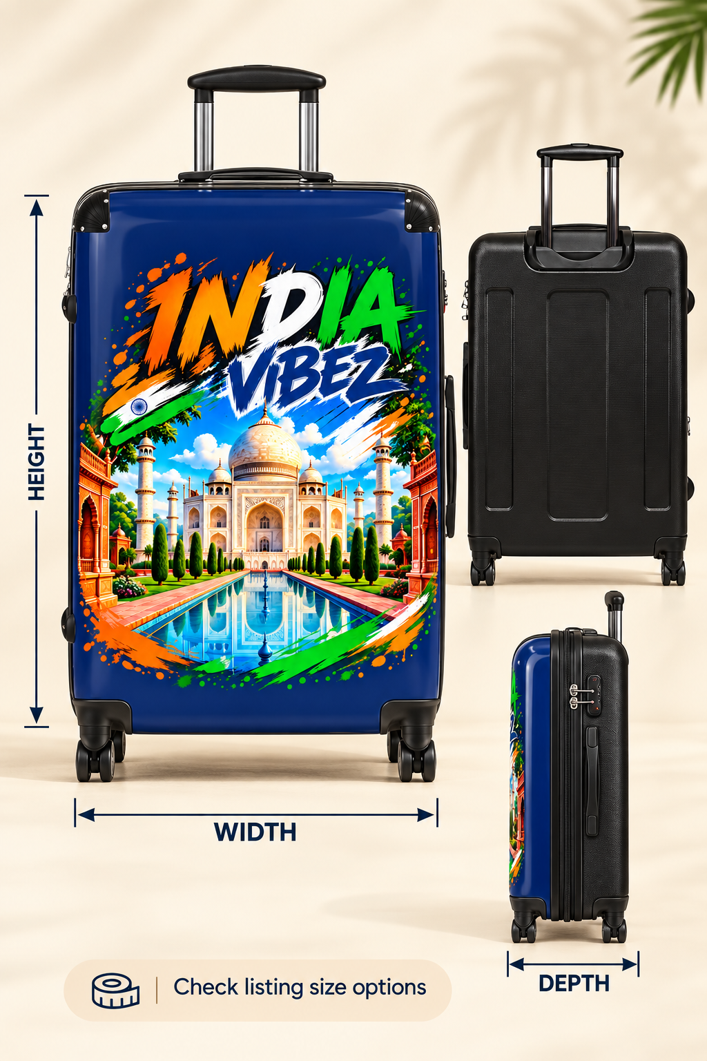 India Vibez Suitcase | Taj Mahal Travel Luggage, Colorful Indian Landmark Design