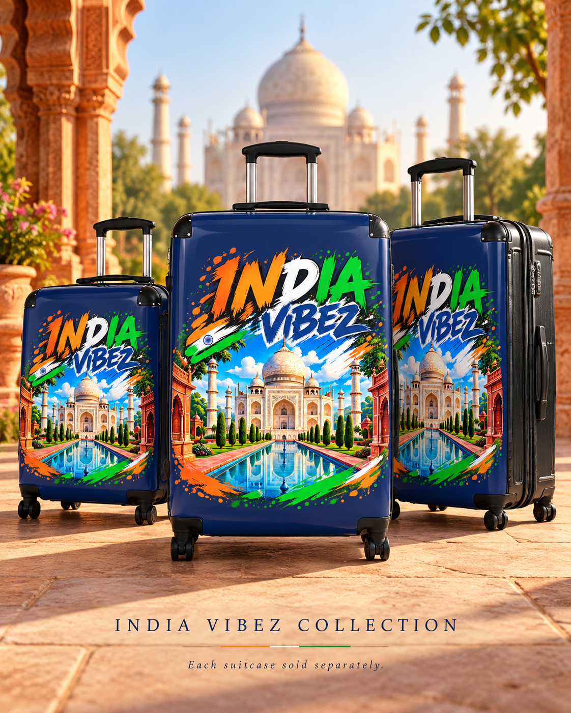 India Vibez Suitcase | Taj Mahal Travel Luggage, Colorful Indian Landmark Design