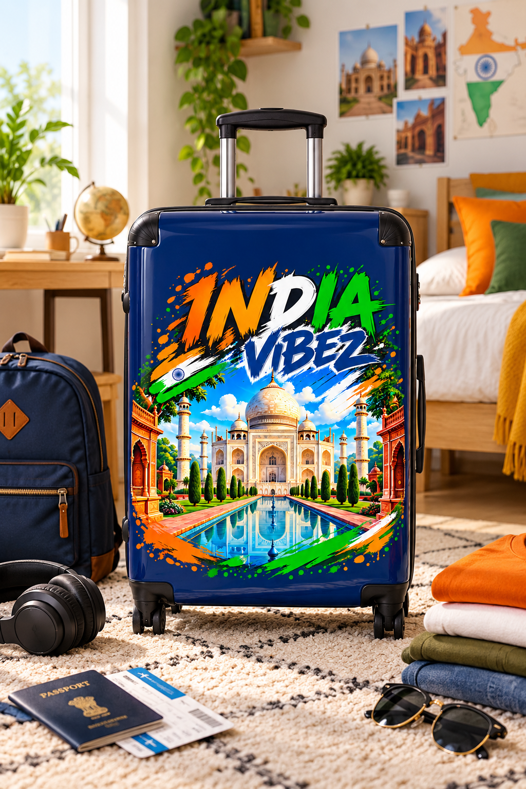 India Vibez Suitcase | Taj Mahal Travel Luggage, Colorful Indian Landmark Design