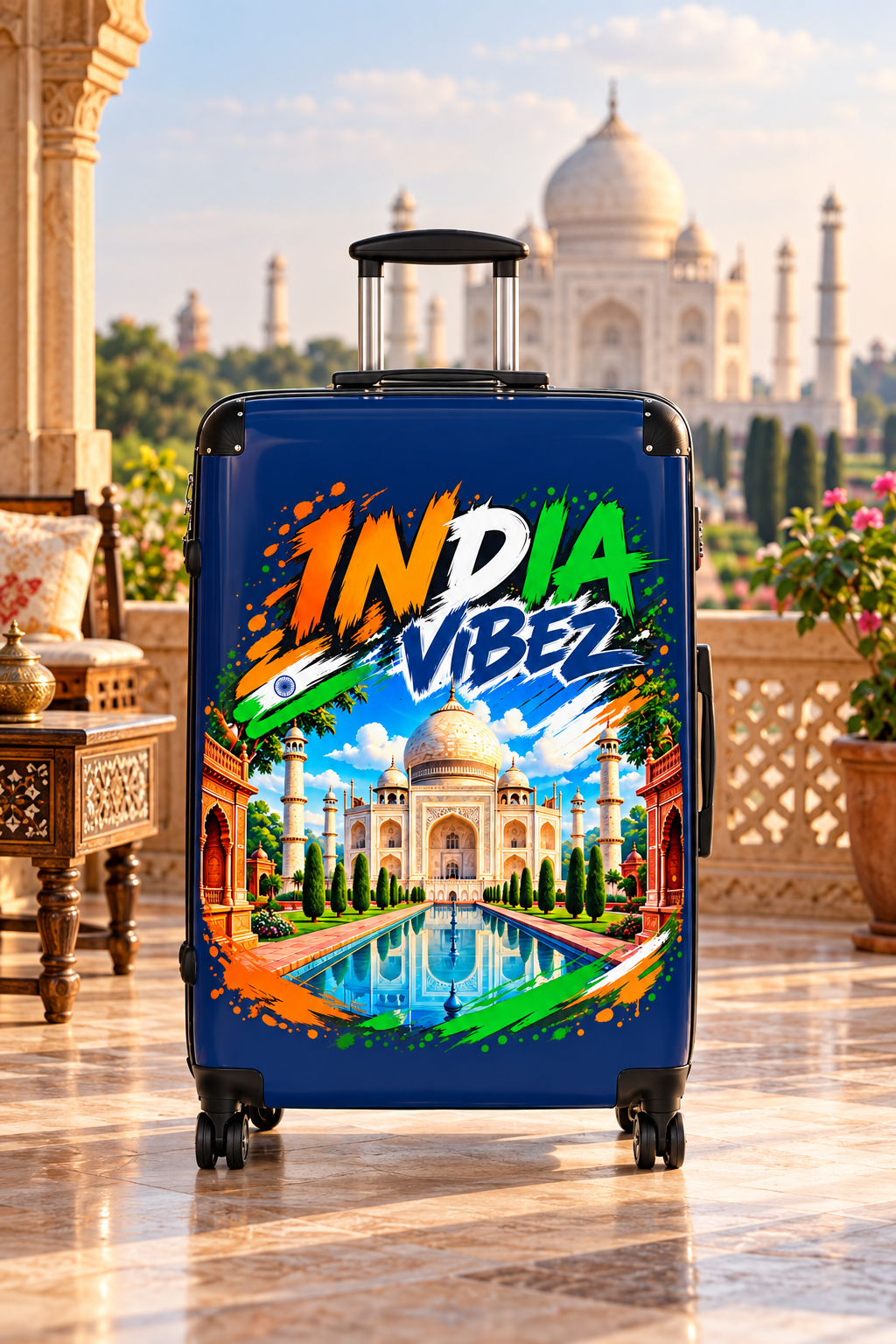 India Vibez Suitcase | Taj Mahal Travel Luggage, Colorful Indian Landmark Design
