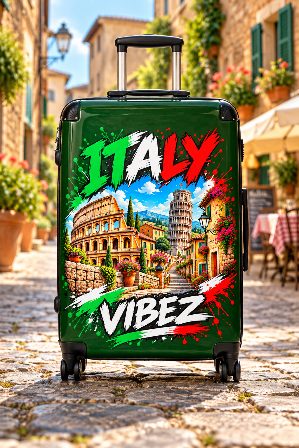 Italy Vibez Suitcase | Italian Landmarks Colosseum & Leaning Tower Design