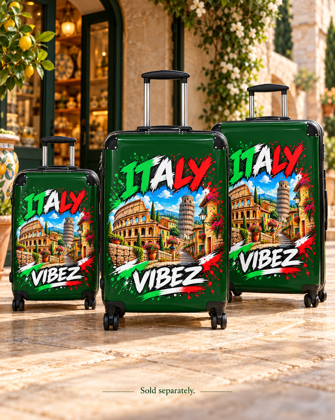 Italy Vibez Suitcase | Italian Landmarks Colosseum & Leaning Tower Design