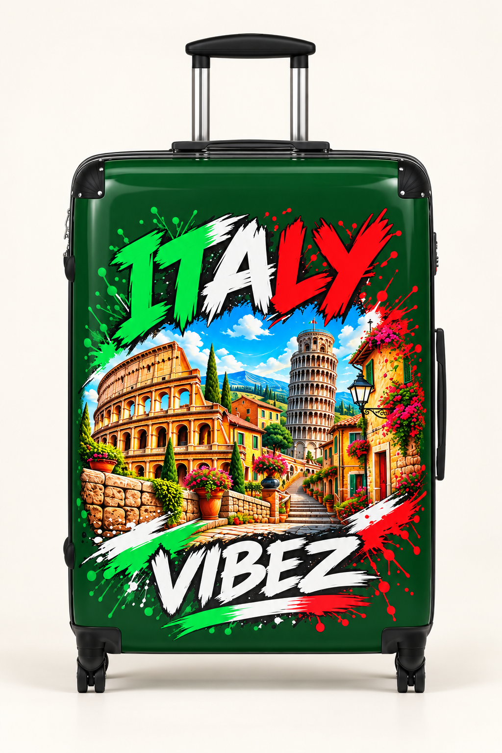 Italy Vibez Suitcase | Italian Landmarks Colosseum & Leaning Tower Design