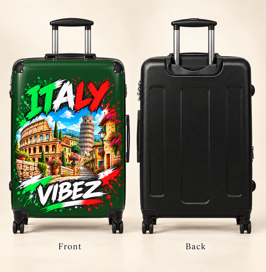 Italy Vibez Suitcase | Italian Landmarks Colosseum & Leaning Tower Design