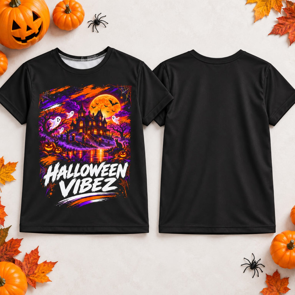 Halloween Vibez Kids Jersey | Haunted House, Ghosts, Pumpkins