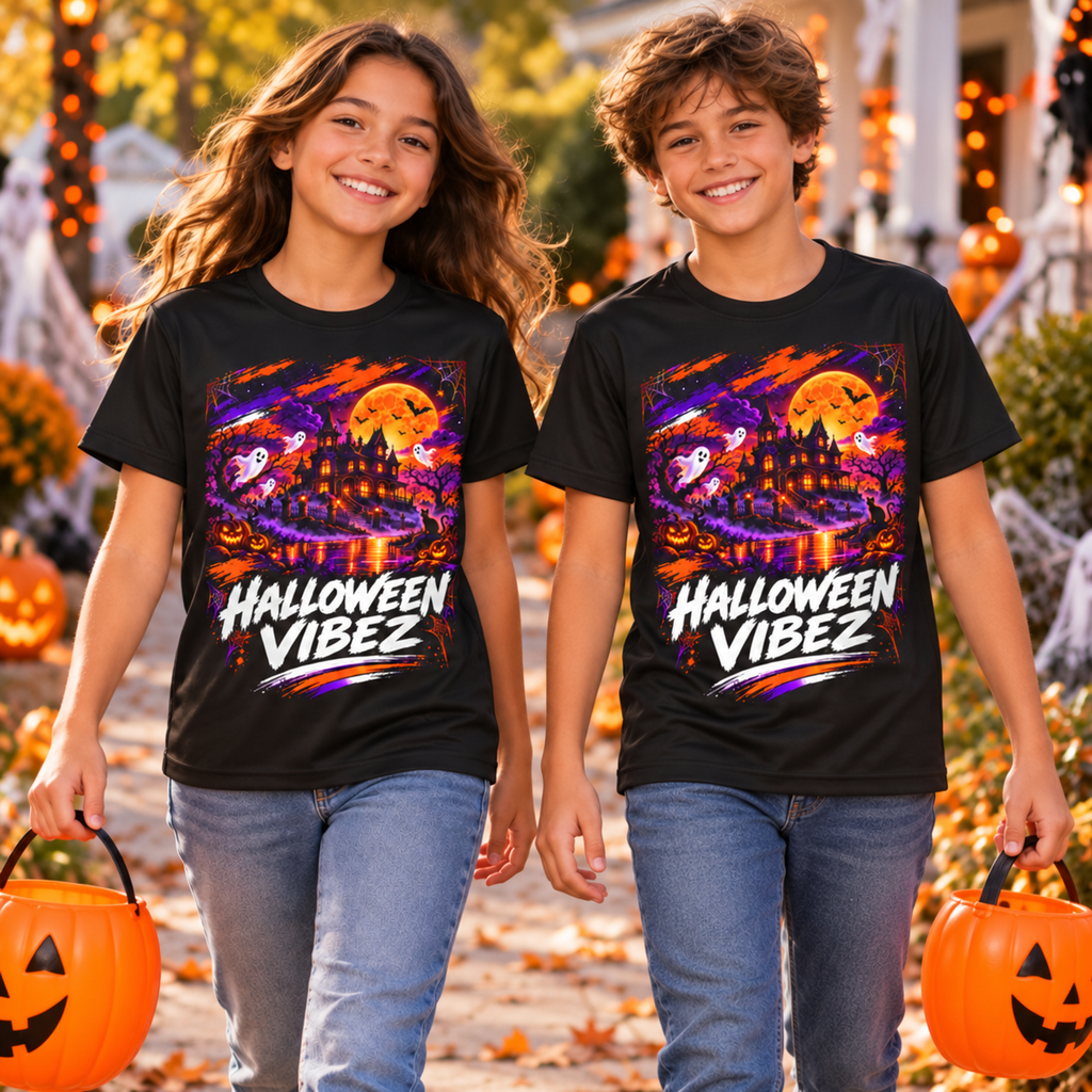 Halloween Vibez Kids Jersey | Haunted House, Ghosts, Pumpkins