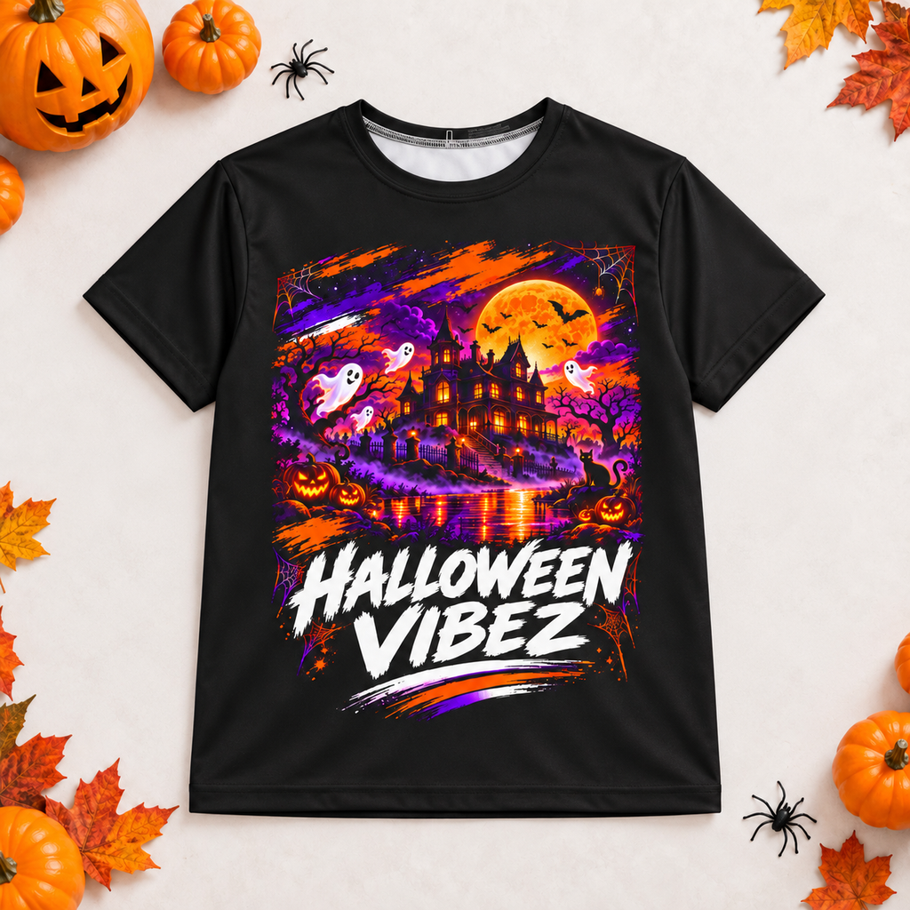 Halloween Vibez Kids Jersey | Haunted House, Ghosts, Pumpkins