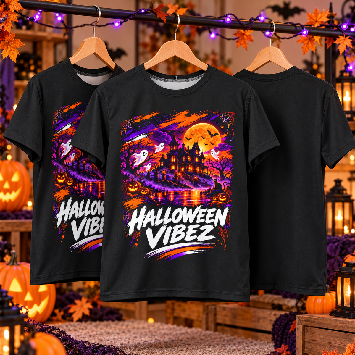 Halloween Vibez Kids Jersey | Haunted House, Ghosts, Pumpkins