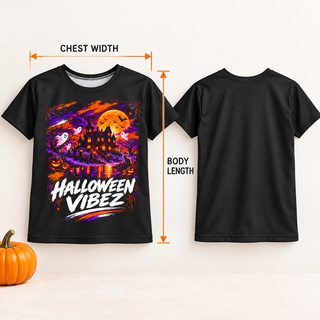 Halloween Vibez Kids Jersey | Haunted House, Ghosts, Pumpkins