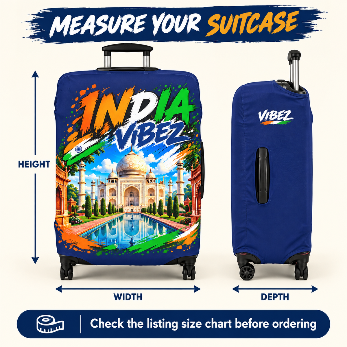 London Vibez Bulldog Luggage Cover | UK Skyline Suitcase Protector