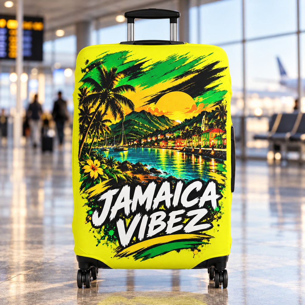 Jamaica Vibez Luggage Cover | Tropical Sunset Palm Beachcase
