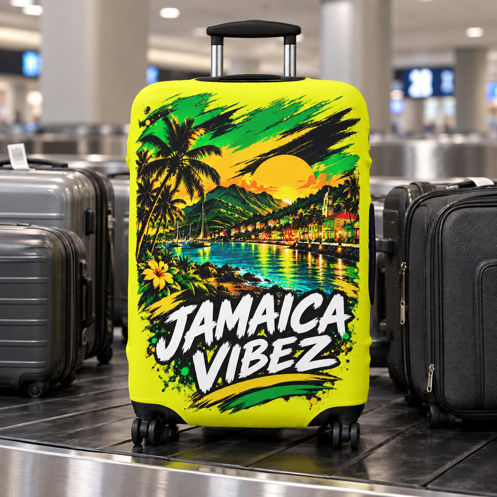 Jamaica Vibez Luggage Cover | Tropical Sunset Palm Beachcase