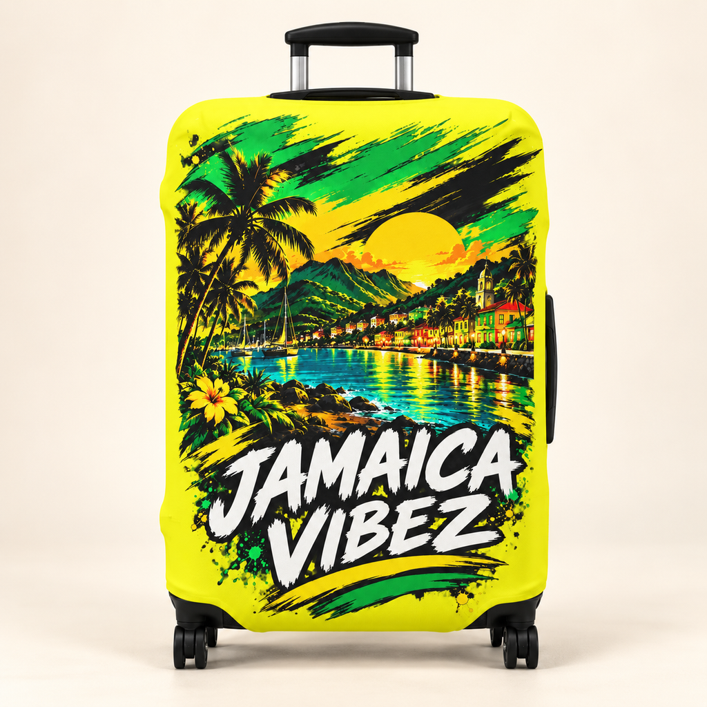 Jamaica Vibez Luggage Cover | Tropical Sunset Palm Beachcase