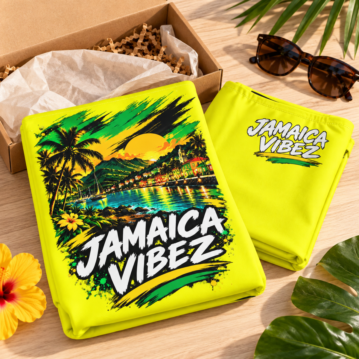 Jamaica Vibez Luggage Cover | Tropical Sunset Palm Beachcase