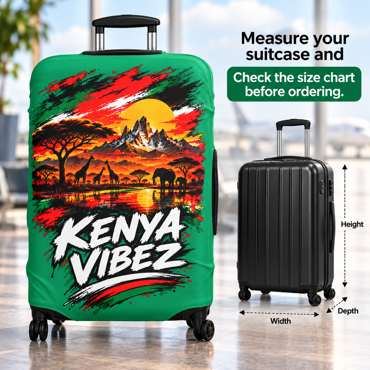 Kenya Vibez Luggage Cover | Safari Sunset Graphic Travel Cover