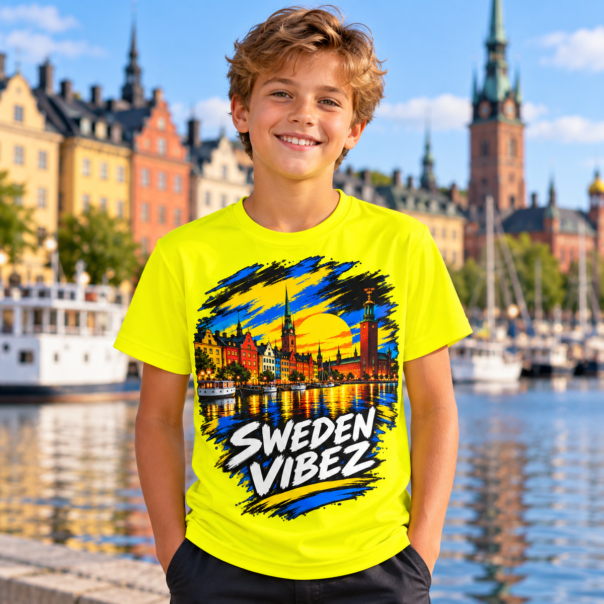 Sweden Vibez Jersey | Kids All-Over Print Sports Shirt