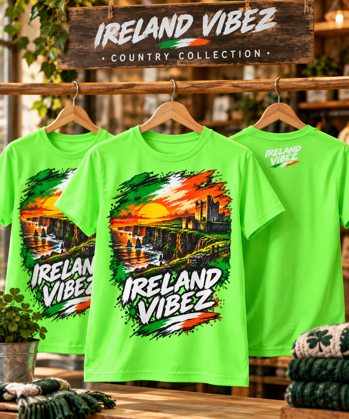 Ireland Vibez Kids Jersey | Irish Cliffs Sunset Graphic