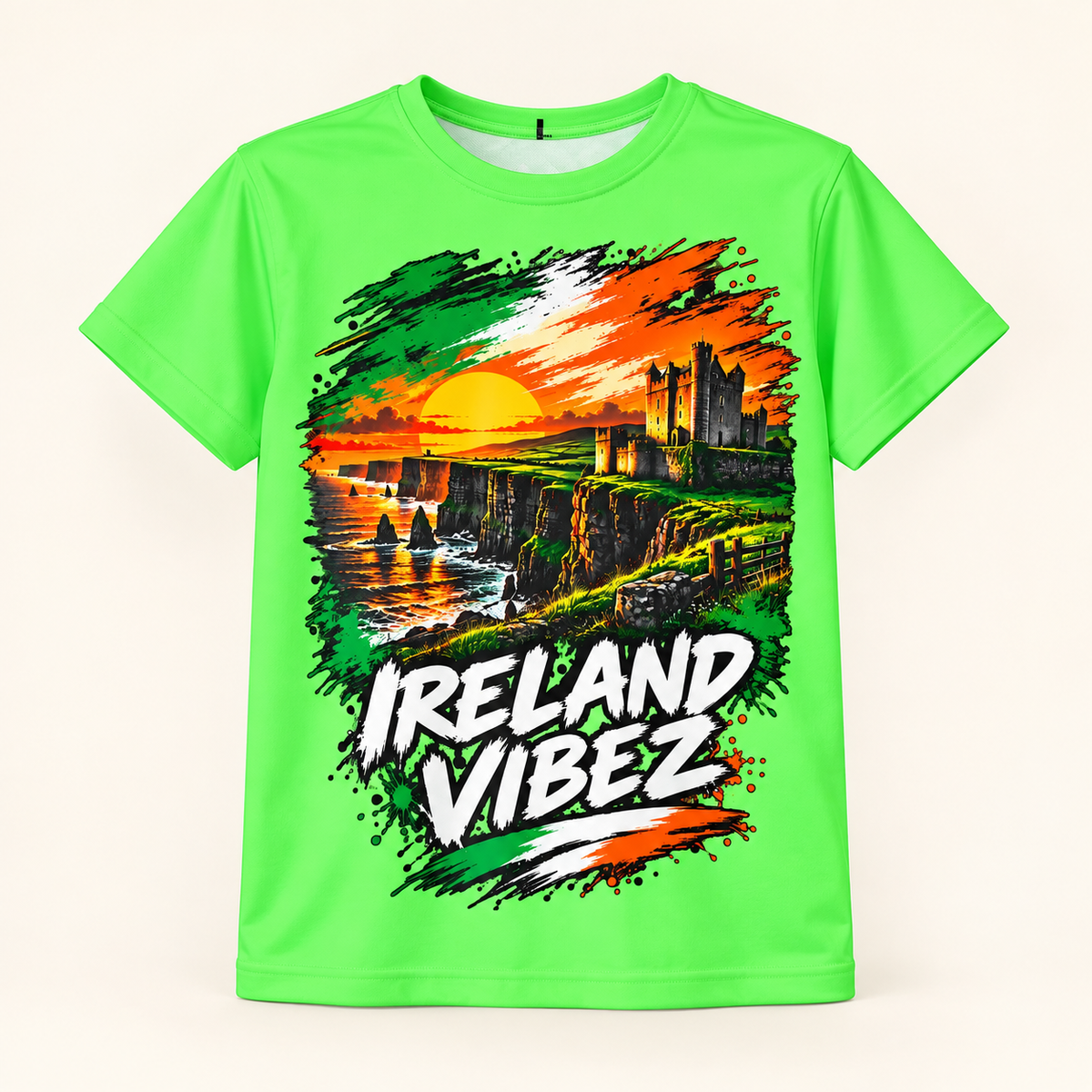 Ireland Vibez Kids Jersey | Irish Cliffs Sunset Graphic