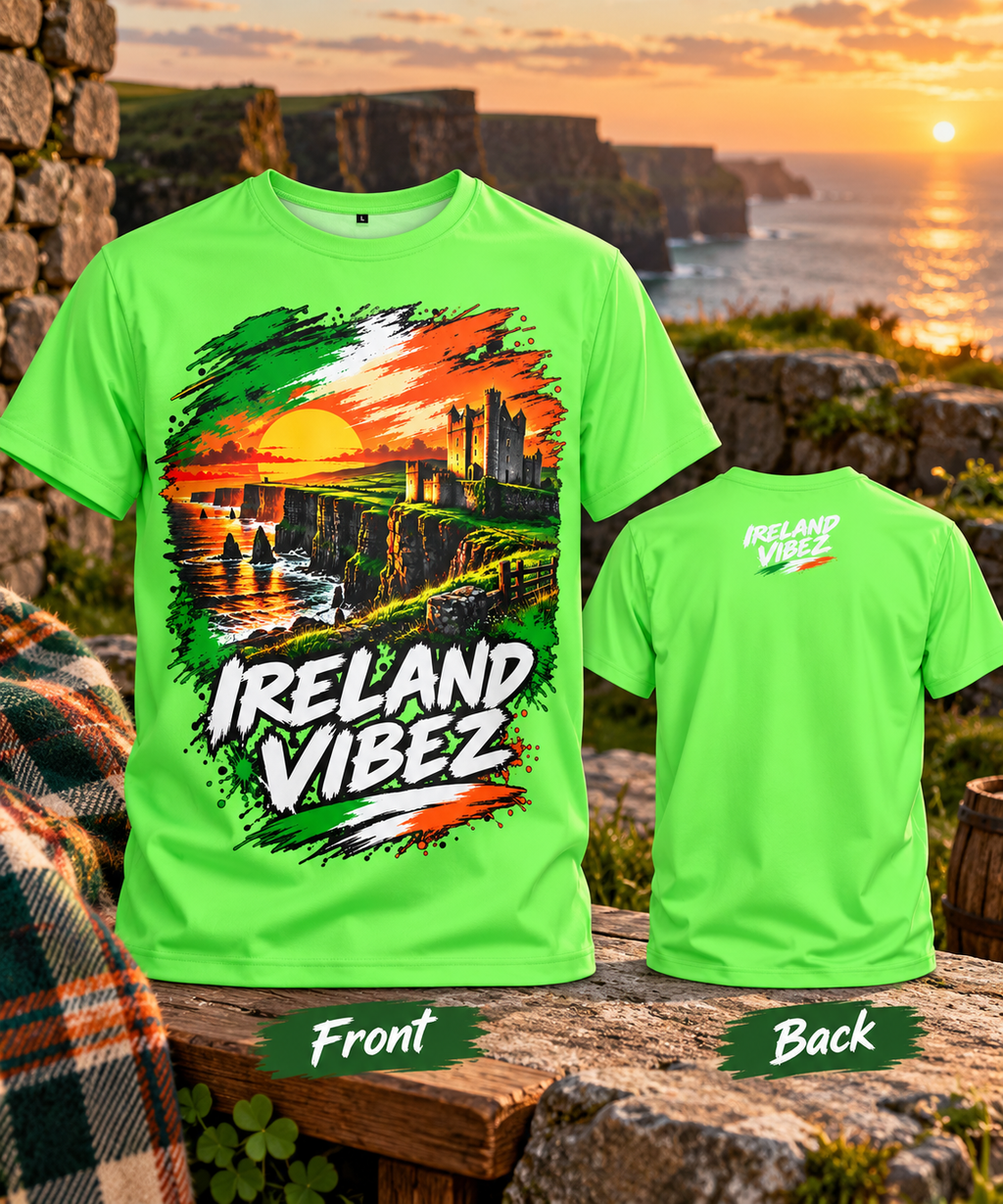 Ireland Vibez Kids Jersey | Irish Cliffs Sunset Graphic