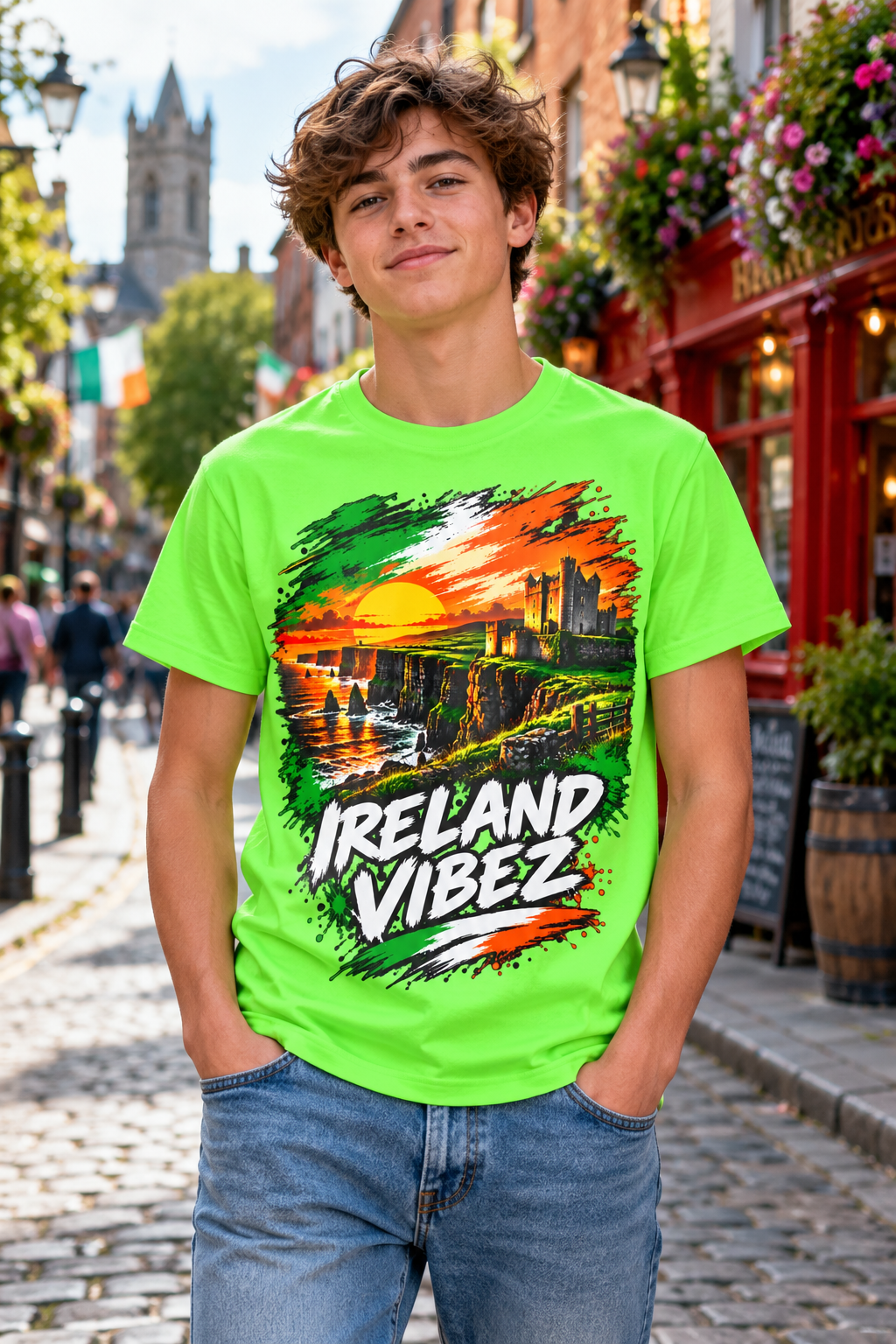 Ireland Vibez Kids Jersey | Irish Cliffs Sunset Graphic