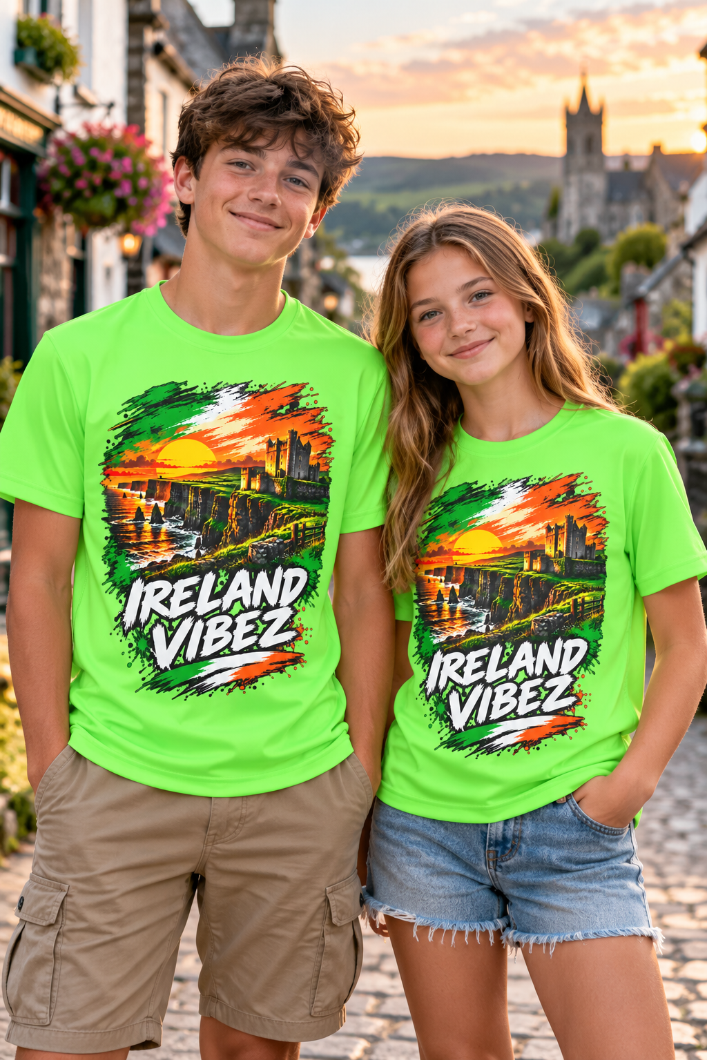 Ireland Vibez Kids Jersey | Irish Cliffs Sunset Graphic