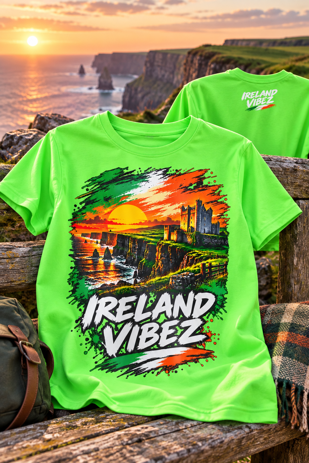 Ireland Vibez Kids Jersey | Irish Cliffs Sunset Graphic