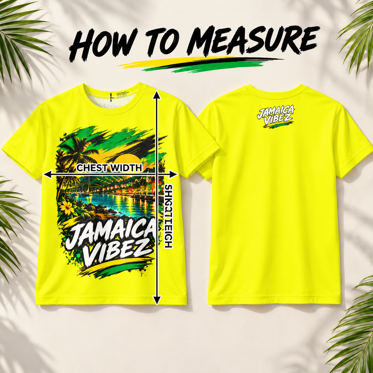 Jamaica Vibez Sunset Beach Scene Kids Jersey | Neon Yellow