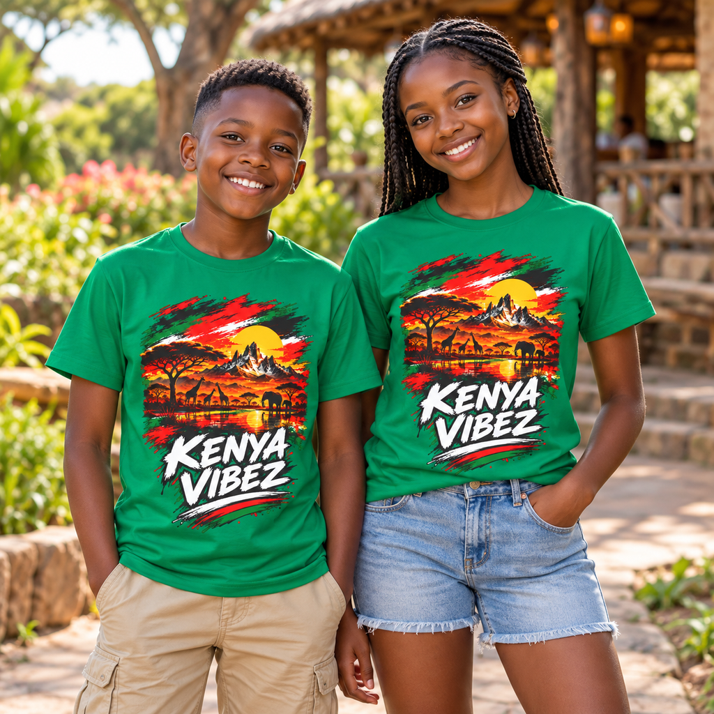 Kenya Vibez Sunset Safari Kids Jersey | African Wildlife Print