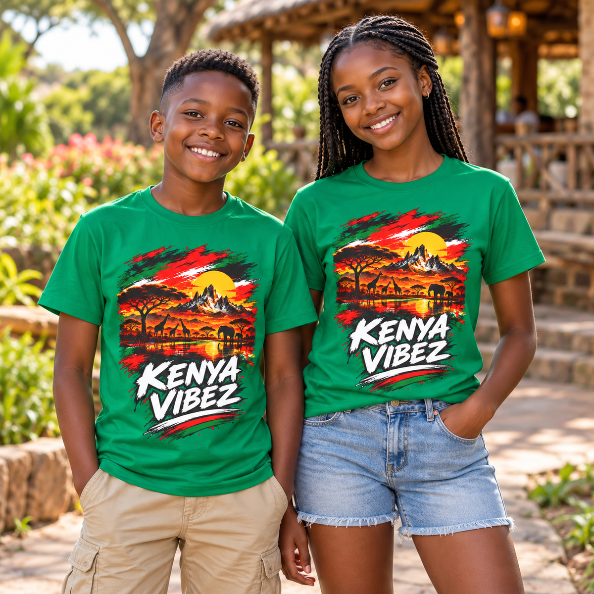 Kenya Vibez Sunset Safari Kids Jersey | African Wildlife Print