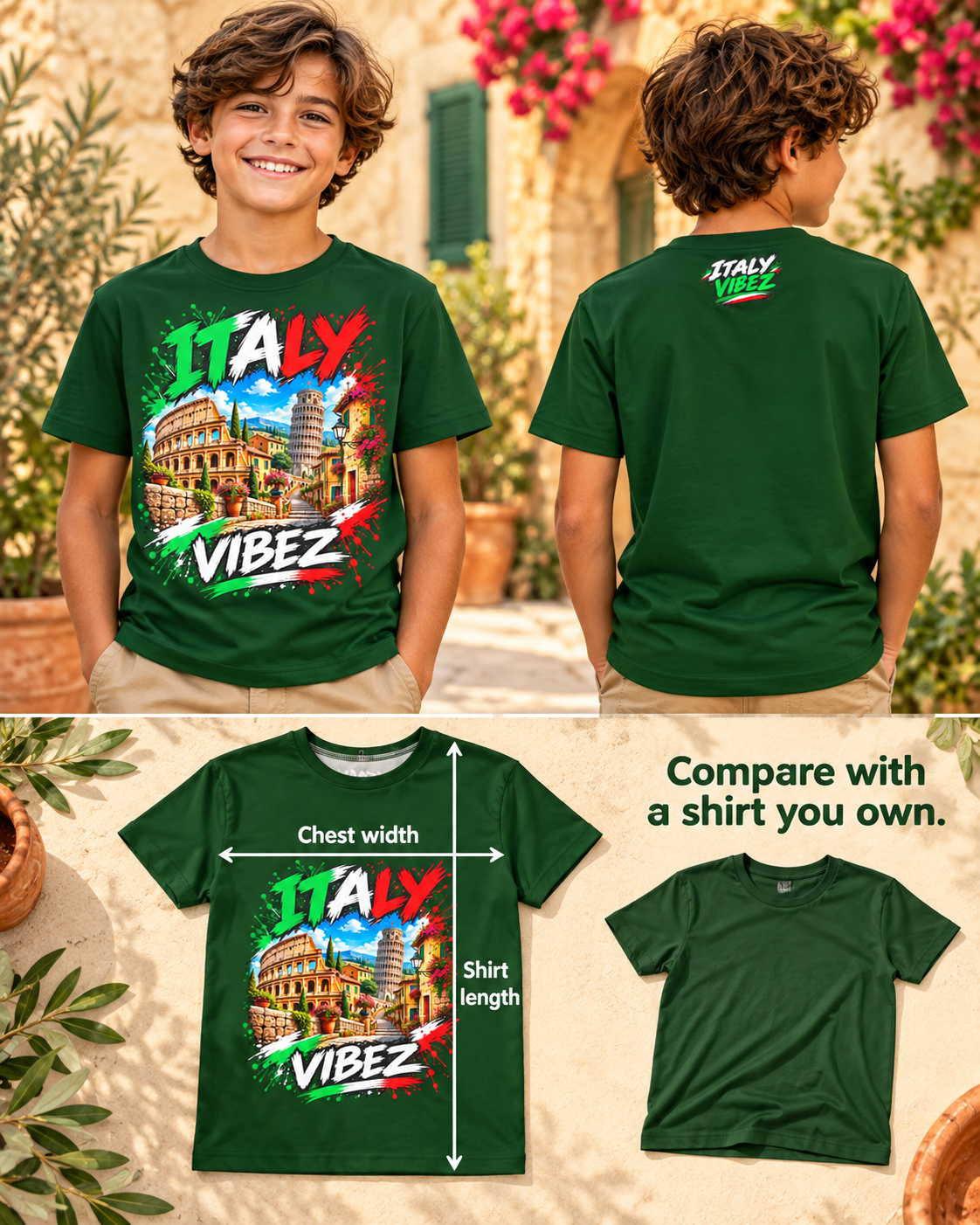 Italy Vibez Kids Jersey | Italian Landmarks Soccer Shirt