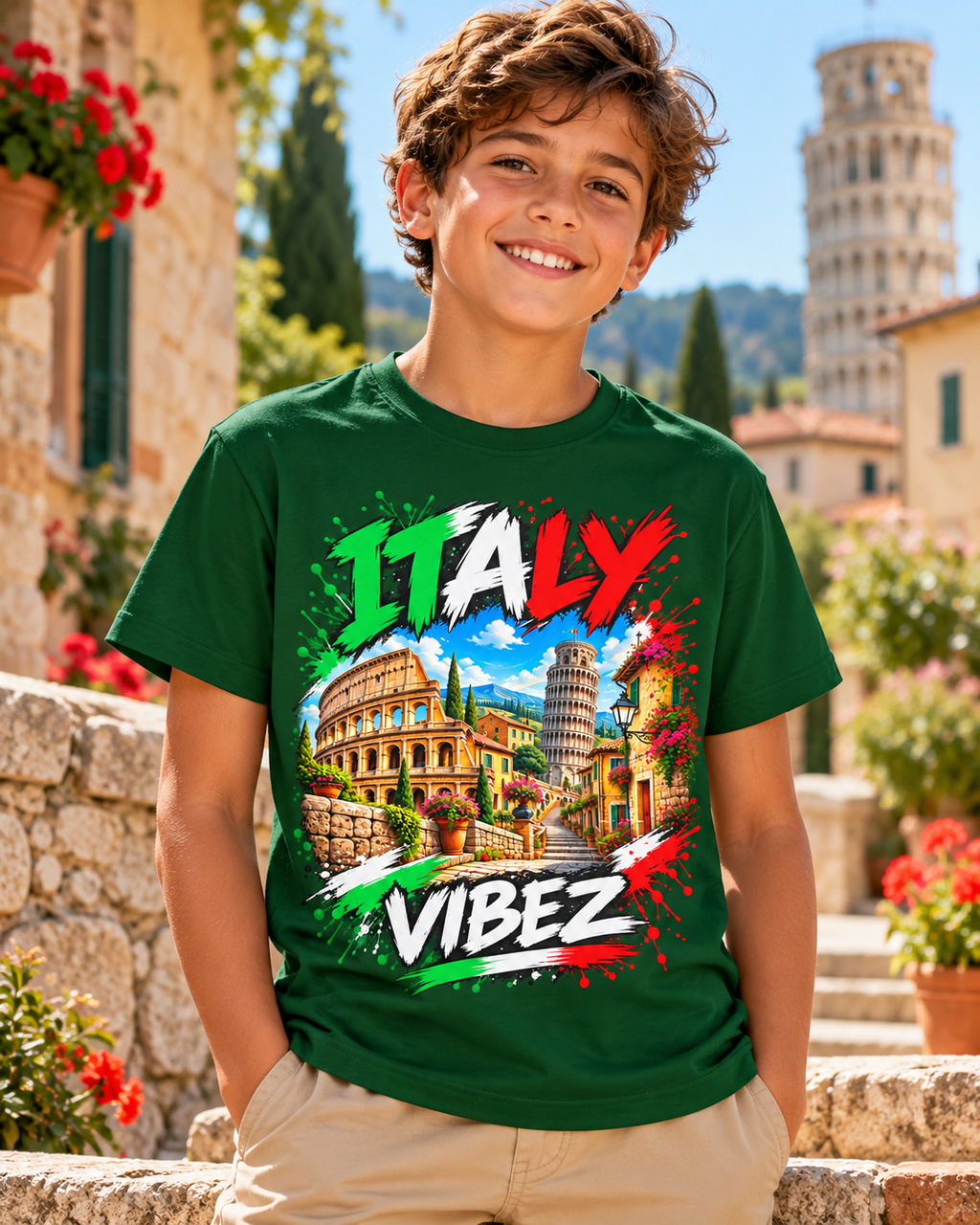 Italy Vibez Kids Jersey | Italian Landmarks Soccer Shirt
